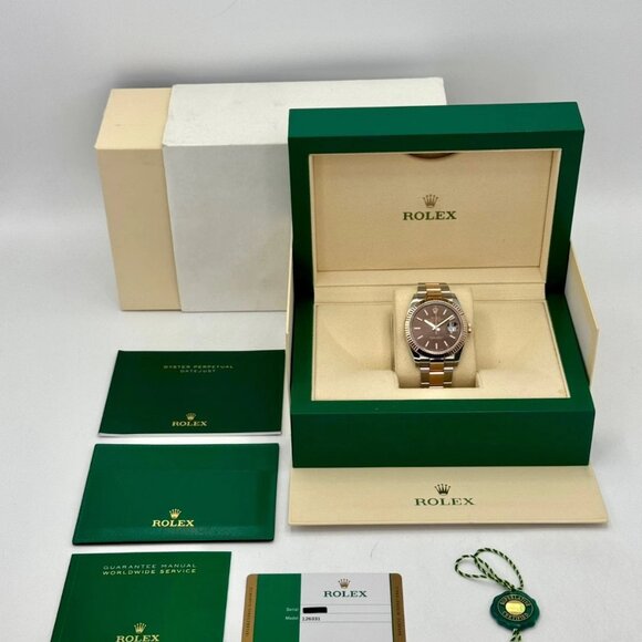 Rolex Datejust  Two-Tone Rose Gold Chocolate Dial - Picture 1 of 10